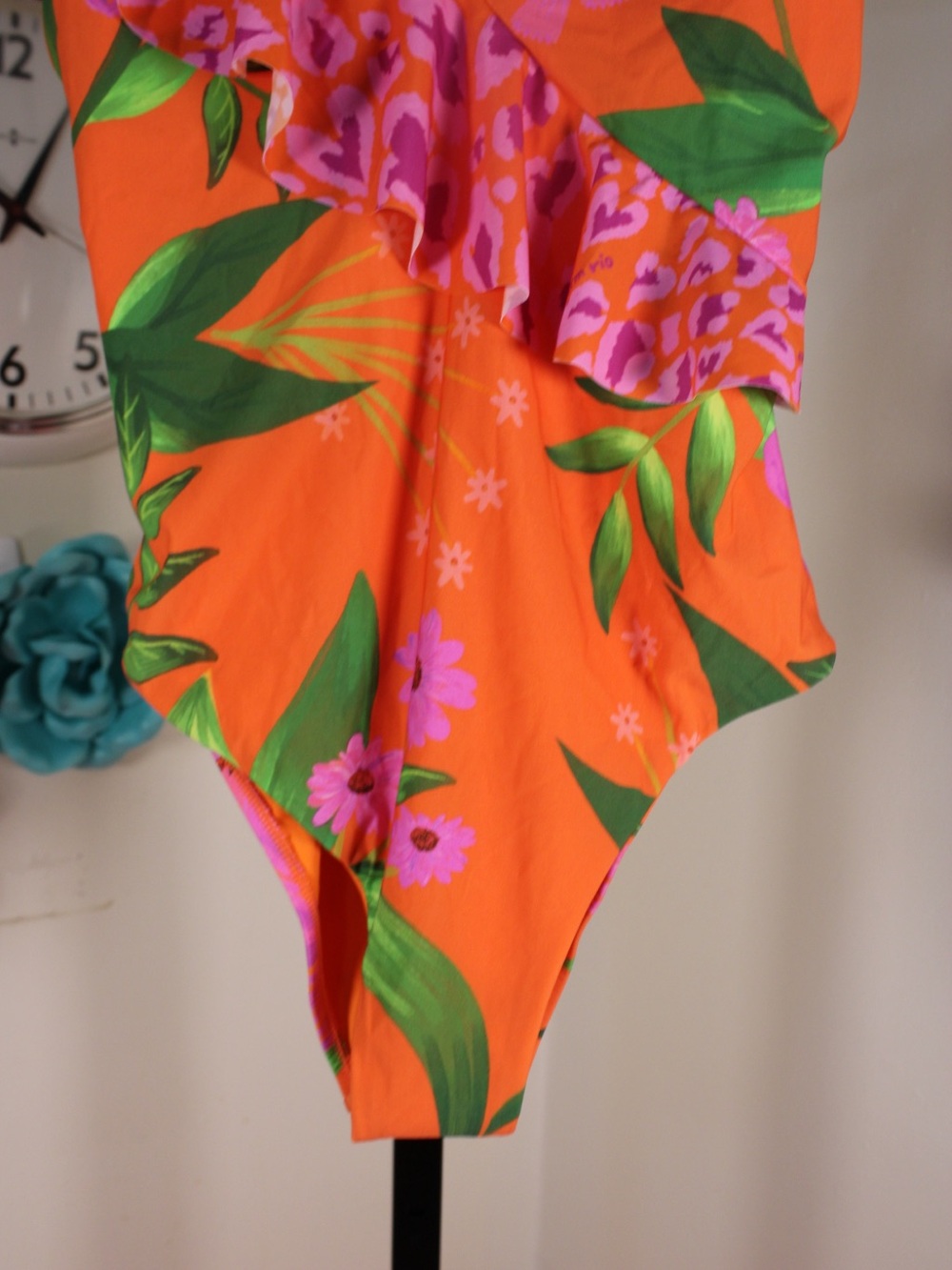 FARM Rio Orange Floral Ruffle One-Piece Swimsuit - Picture 3 of 14